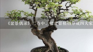 《盆景偶录》2卷中，把盆景植物分成4大家、7贤、十8学士和花草4雅，其中4大家是指（）。